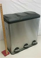 Stainless Steel 3-Compartment Garbage Can