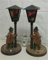 Pair Of Carved Wooden  Figural Lamps