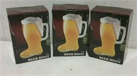 Three 22oz Glass Beer Boots
