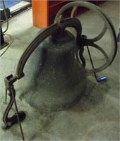 Cast Iron Bell-Late 1800s-W/ Stand & Ringer-21x28