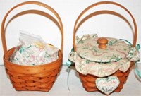 Two (2) Handled Baskets 1993 w/ Inserts, Liners