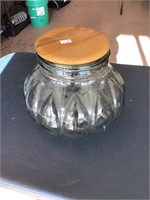 Glass jar with wooden lid