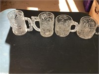 4 glass collectible McDonalds coffee/tea cups