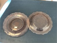 2 Pink Depression glass plates