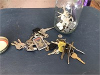 Glass jar with assorted keys