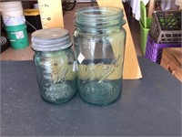 Pair of blue Ball jars