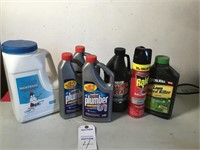 Ice melt, drain cleaner, lawn weed killer & bug