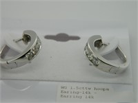 Heavy 14k Hoop w Large Diamonds Earrings