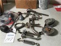 Siphon; muffler clamps; 2 pulleys; small