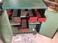Rolling cabinet with metal drawers