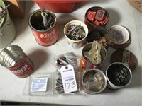Assorted nails, bolts, cotter keys, washers
