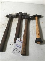 4 ball-peene hammers & bucket