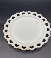 Vintage 13in Milk Glass Cake Plate