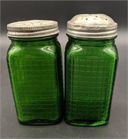 Vintage Owens Forrest Green Ribbed Salt and Pepper