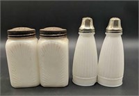 Two Sets of Vintage Milk Glass Salt and Pepper