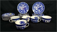 Blue Willow Saucers, Coffee Cups