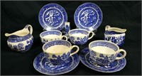 Blue Willow Saucers, Coffee CupsWillow, Sugar &
