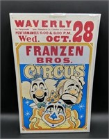 Vintage Frazen Bros Circus Poster Waverly Tn