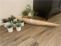 7 PC GREENERY & WOOD TRAY