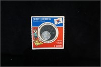 South Korea 1 Won in Coin Holder