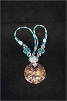 Teal Art Glass Necklace