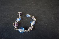 Blue and Purple Glass Bead Bracelet