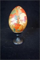 Wooden Egg with Stand St. George Slaying Dragon