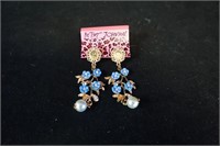 New Betsy Johnson Blue Flower Earrings