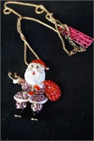 New Betsy Johnson Pink Santa Claus Necklace