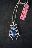 New Betsy Johnson Blue Bug Necklace