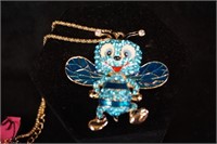 New Betsy Johnson Blue Bee Necklace