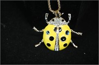 New Betsy Johnson Yellow Beetle Necklace