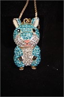 New Betsy Johnson Blue Bunny  Necklace