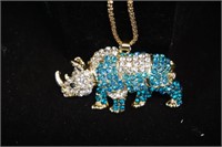 New Betsy Johnson Blue Rhino Necklace