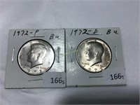 Pair of Kennedy half dollars clad