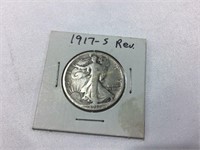 1917S Liberty walking half dollar