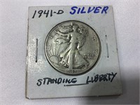 1941D Liberty walking half dollar