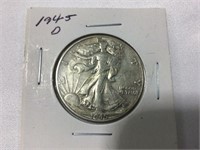 1945D Liberty walking half dollar
