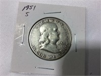 1951S Franklin half dollar