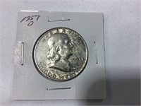 1957D Franklin half dollar