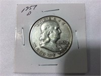1957D Franklin half dollar