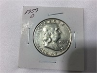 1959D Franklin half dollar