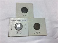 1890 and 1893 Indian Head pennies