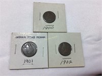 1900, 1901, 1902 Indian head cents