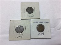1903, 1904 Indian head pennies