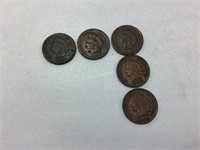 5 Indian head cents