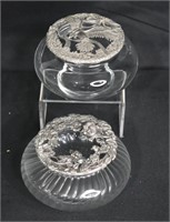 2 pcs Pewter Top Jars