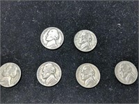 Lot of 6 1943/5 Wartime Nickels