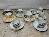 Lot of 9 Demitasse Tea/Espresso Cups/Saucers