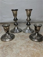 Two Sets of Sterling Silver Candle Holders